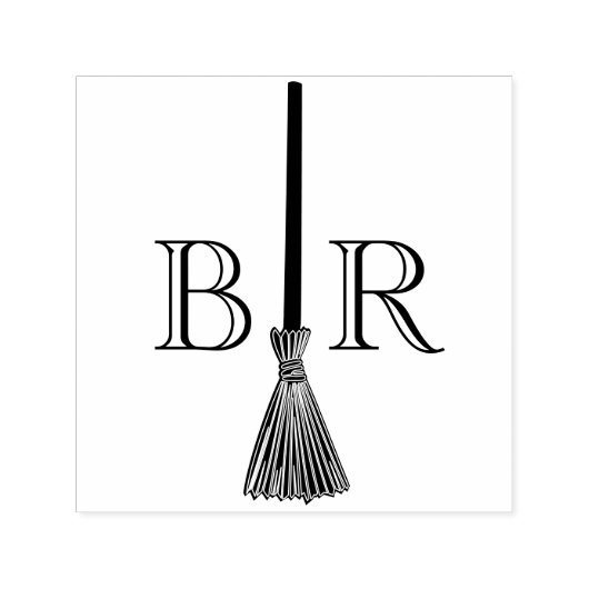 Broom Cカップルの2結婚イニシャルモノグラムをジャンプ セルフインキングスタンプ (デザイン)
