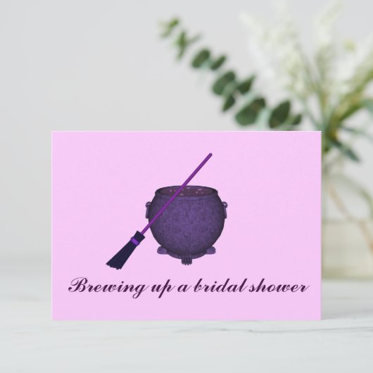 Broom & Cauldronを使用した「ブライダルシャワーの醸造」 ( 招待状 (スタンド正面)