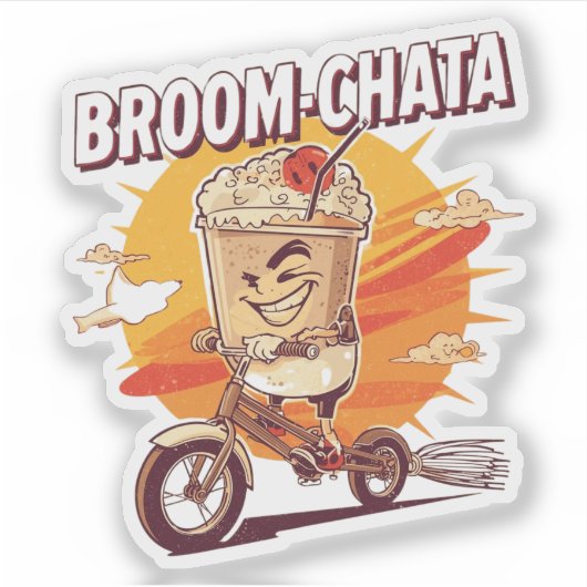 Broom-chata Funny Halloween Cocktail Pun  シール (正面)
