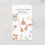 Broom Dustpan Floral Professional Cleaning Service 名刺 (正面)