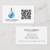 Broom Logo モダン Cleaning Services QRコード 名刺 (正面/裏面)