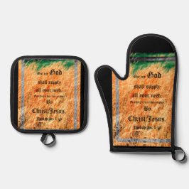 Broom Sage Abstract Philippians 4vs19 鍋つかみ&鍋敷きセット