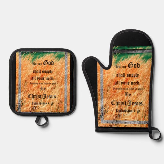 Broom Sage Abstract Philippians 4vs19 鍋つかみ&鍋敷きセット (正面)
