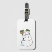 Broom Snowman luggage tag ラゲッジタグ (正面縦)