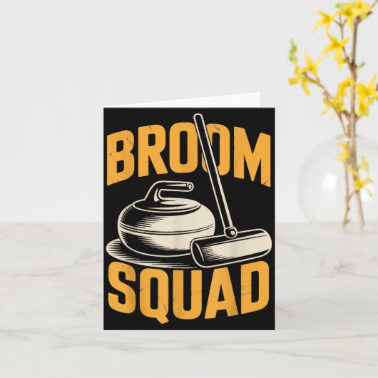 Broom Squad Ice Sweeng Rock Stone Sliding Curling  カード (黄色い花)