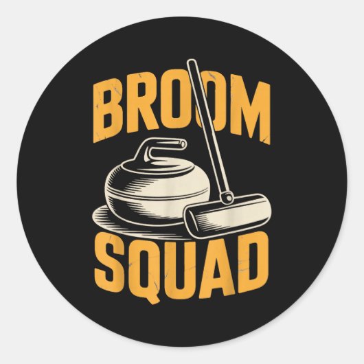 Broom Squad Ice Sweeng Rock Stone Sliding Curling  ラウンドシール (正面)