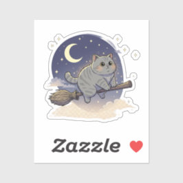 Broomstick Brit - British Shorthair Catハロウィーン シール