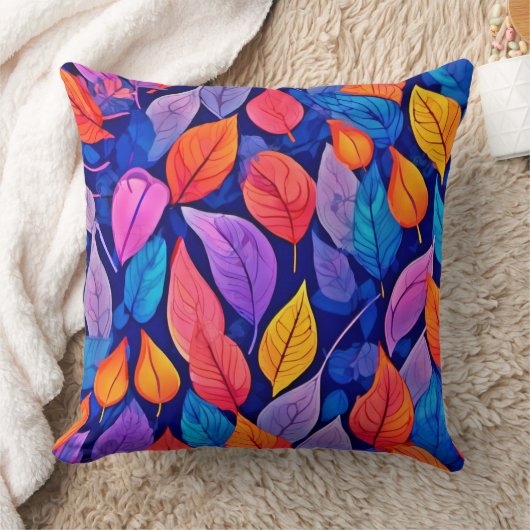 Brothelスタイル:鮮やかリーフパターン クッション (ブランケット)