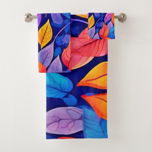 Brothelスタイル:鮮やかリーフパターン バスタオルセット (インサイチュ)