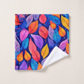 Brothelスタイル:鮮やかリーフパターン バスタオルセット (ウォッシュタオル)