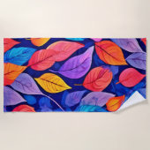 Brothelスタイル:鮮やかリーフパターン ビーチタオル (正面)