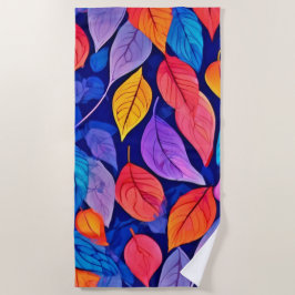 Brothelスタイル:鮮やかリーフパターン ビーチタオル