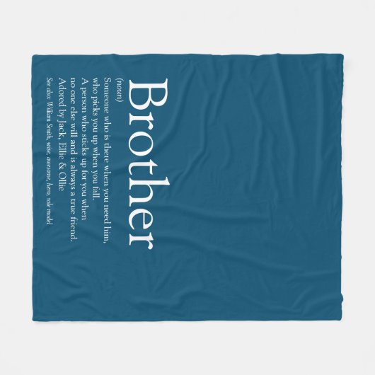 Brotherカッコいい定義引用文モダン青おもしろい フリースブランケット (正面(横))
