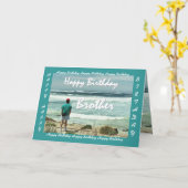 BROTHERハッピーバースデー – 男性と海波 カード (黄色い花)