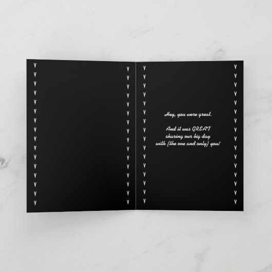 BROTHER の最高のウェディングプランナー お礼のメッセージ ボウタイ付き サンキューカード (内部)