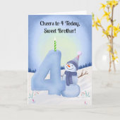 Brother 4th Birthday Snowman with Snowy Four カード (黄色い花)
