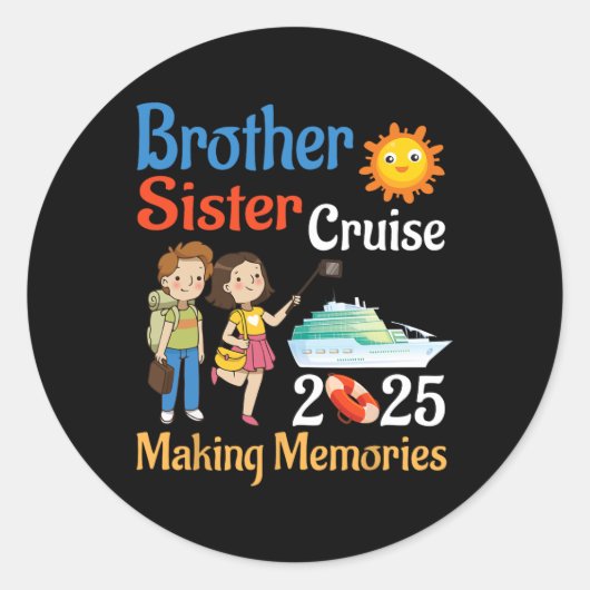 Brother And Sister Cruise 2025 Trip Making Memorie ラウンドシール (正面)