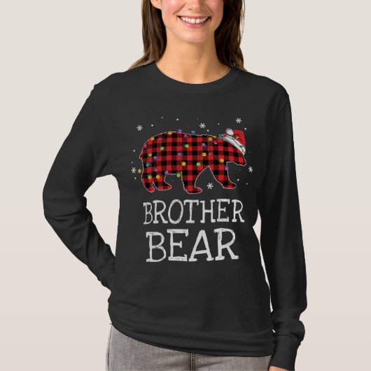 Brother Bear Red Plaid Christmas Pajama Family Gif Tシャツ (正面)