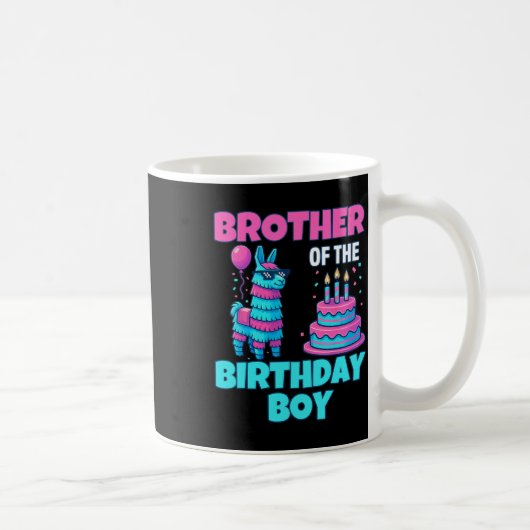 Brother Birthday Boy Llama Pinata Party Family Mat コーヒーマグカップ (右)