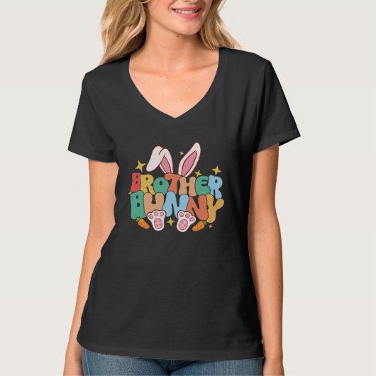 Brother Bunny Retro Groovy Easter Day Matching Fam Tシャツ (正面)
