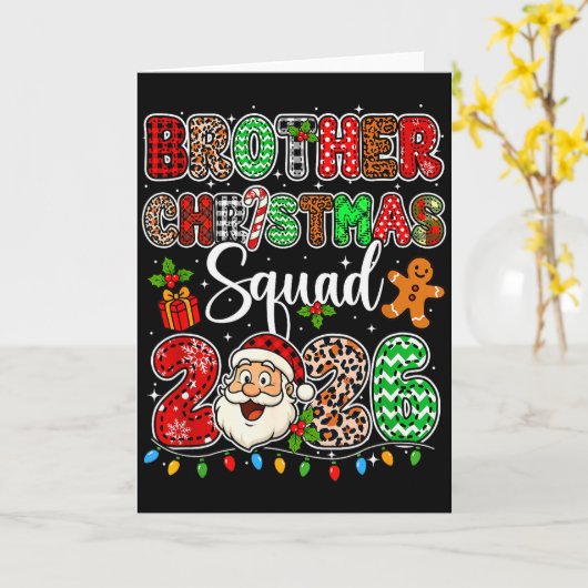 Brother Christmas Crew 2026 Leopard Funny Santa Fa カード (黄色い花)
