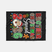 Brother Christmas Crew 2026 Leopard Funny Santa Fa フリースブランケット (正面(横))