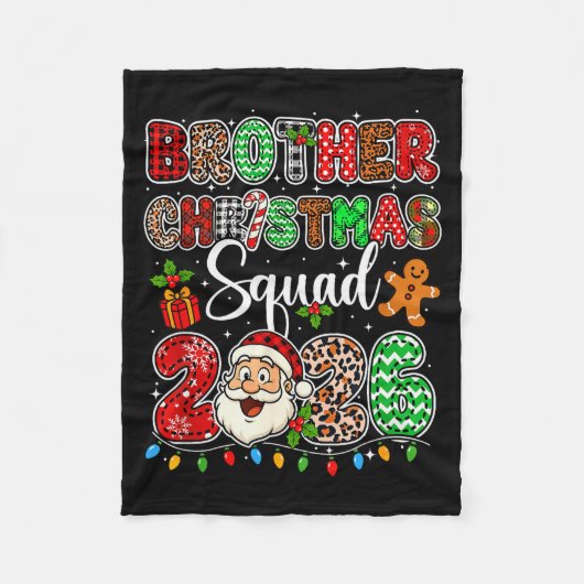 Brother Christmas Crew 2026 Leopard Funny Santa Fa フリースブランケット (正面)