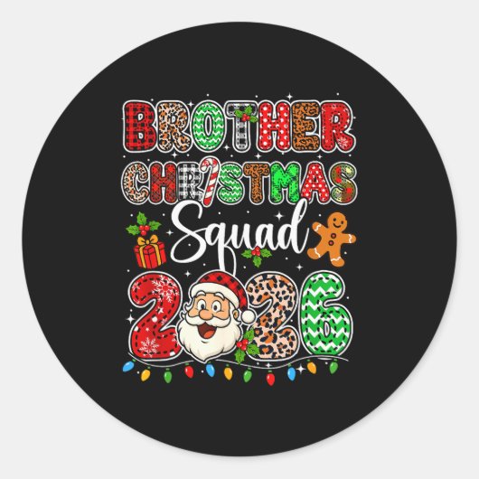 Brother Christmas Crew 2026 Leopard Funny Santa Fa ラウンドシール (正面)