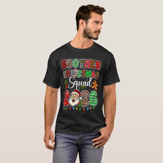 Brother Christmas Crew 2026 Leopard Funny Santa Fa Tシャツ (正面フル)