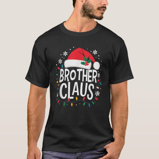 Brother Claus Christmas Lights Funny Pajama Man Wo Tシャツ (正面)