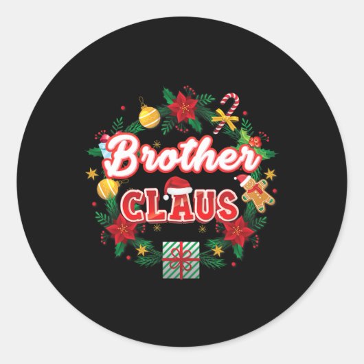 Brother Claus Christmas Santa Laurel Wreath Mistle ラウンドシール (正面)