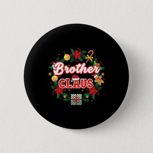 Brother Claus Christmas Santa Laurel Wreath Mistle 缶バッジ (正面)