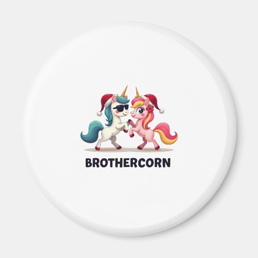 Brother-corn Unicorn Matching Family Pajama Christ マグネット (正面)