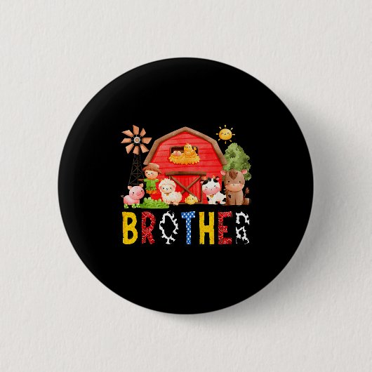Brother Farm Cow Birthday Boy Matching Family Matc 缶バッジ (正面)