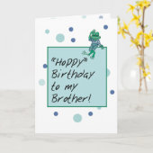 Brother Frog in Jeans、誕生日、水玉模様 カード (黄色い花)