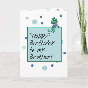 Brother Frog in Jeans、誕生日、水玉模様 カード