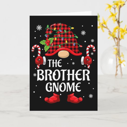Brother Gnome Matching Christmas Pjs For Family  カード (黄色い花)