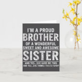 Brother I'm A Proud Brother Of A Wonderful Sweet A カード (黄色い花)