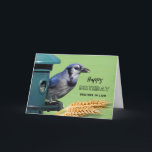 Brother in Law誕生日とBlue Jay at Feeder カード<br><div class="desc">義理の兄弟のハッピーバースデー。この鳥をテーマにした誕生日グリーティングカードには、小麦の頭と一緒に鳥の給餌器でブルージェイが登場する。お素晴らし前の人生の鳥の恋人のためのカード。アート、イメージ、詩の著作権© Shoaff Ballanger Studios,  2023.</div>
