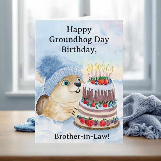 Brother in Law  Happy Groundhog Day Birthday  カード