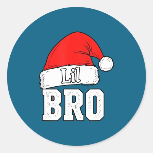 Brother Lil Bro Santa Hat Christmas Little Brother ラウンドシール (正面)