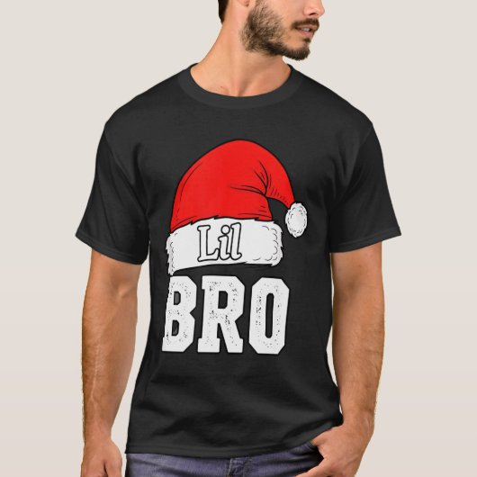 Brother Lil Bro Santa Hat Christmas Little Brother Tシャツ (正面)