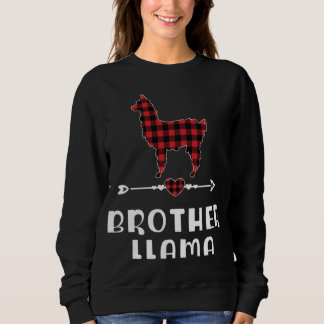 Brother Llama Christmas Red Plaid Buffalo Family M スウェットシャツ