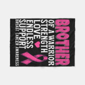 Brother Of A Warrior Breast Cancer Awareness Suppo フリースブランケット (正面(横))