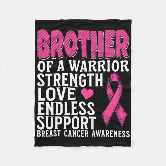 Brother Of A Warrior Breast Cancer Awareness Suppo フリースブランケット (正面)