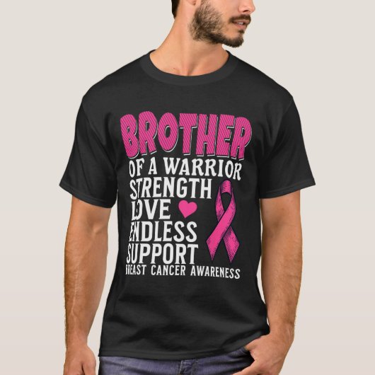 Brother Of A Warrior Breast Cancer Awareness Suppo Tシャツ (正面)