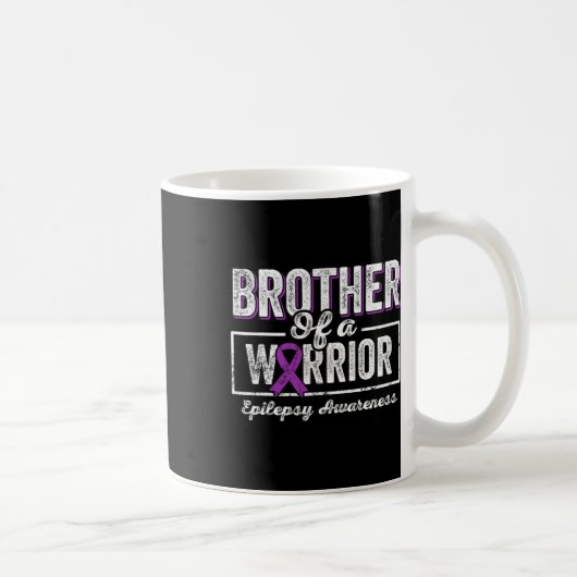 Brother Of A Warrior Epilepsy Brother Purple Ribbo コーヒーマグカップ (右)