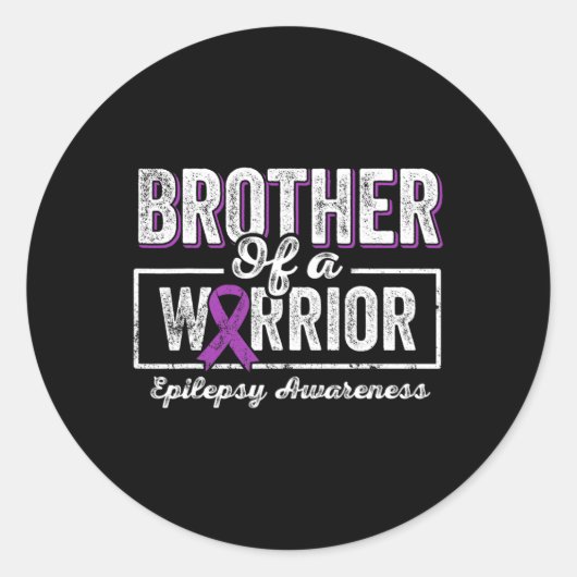 Brother Of A Warrior Epilepsy Brother Purple Ribbo ラウンドシール (正面)