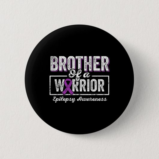 Brother Of A Warrior Epilepsy Brother Purple Ribbo 缶バッジ (正面)