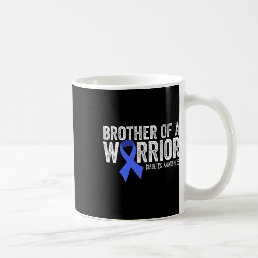 Brother Of A Warrior T1d Diabetic Blue Ribbon Supp コーヒーマグカップ (右)